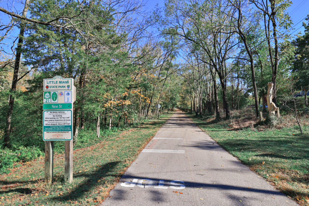 Entrance to the Little Miami State Park bike trail in Terrace Park, Ohio.